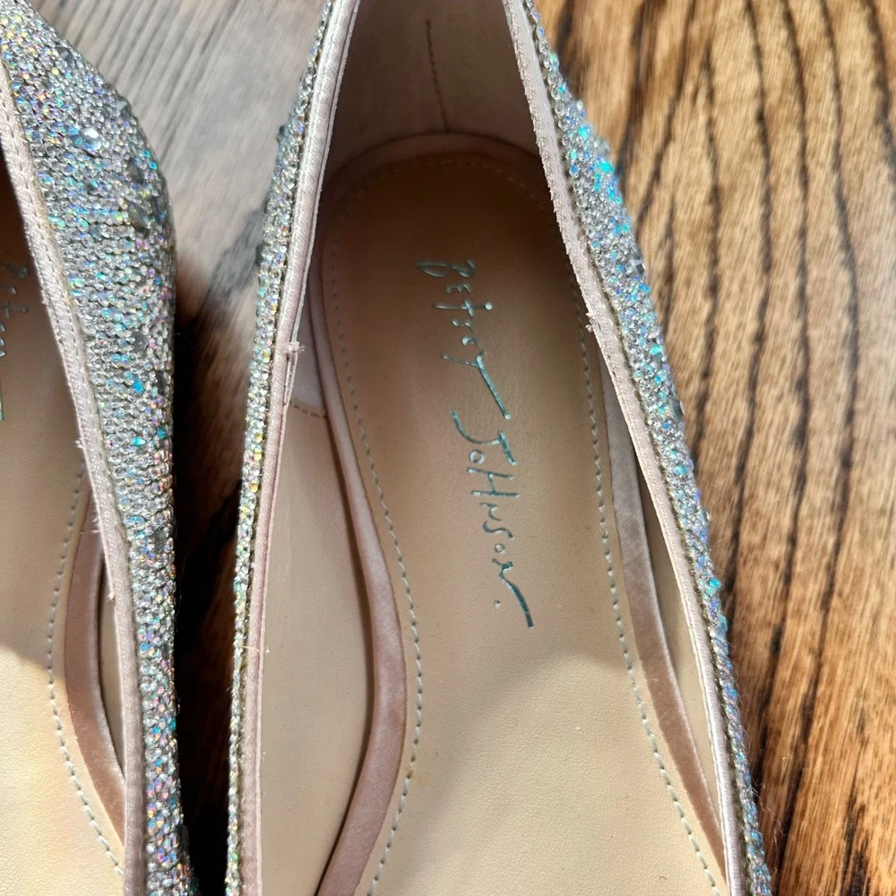 Betsey Johnson Iridescent Crystal Embellished Pointed Toe Flats